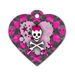 Princess Skull Heart Dog Tag Heart (One Side)