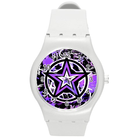 Purple Star Round Plastic Sport Watch Medium from ZippyPress Front