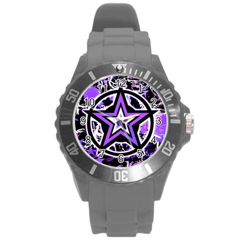 Purple Star Round Plastic Sport Watch Large from ZippyPress Front