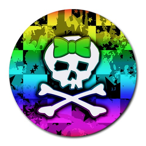 Rainbow Skull Round Mousepad from ZippyPress Front