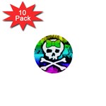 Rainbow Skull 1  Mini Button (10 pack) 