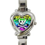 Rainbow Skull Heart Italian Charm Watch