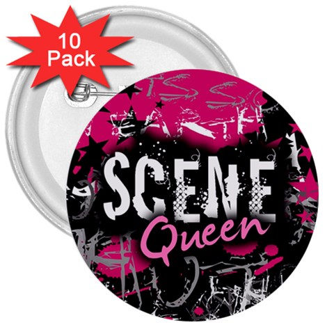 Scene Queen 3  Button (10 pack) from ZippyPress Front