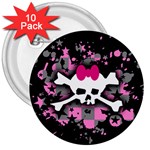 Scene Skull Splatter 3  Button (10 pack)
