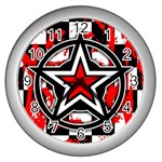 Star Checkerboard Splatter Wall Clock (Silver)