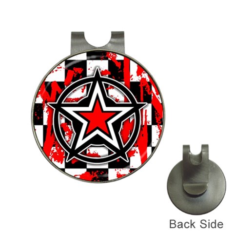 Star Checkerboard Splatter Golf Ball Marker Hat Clip from ZippyPress Front
