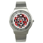 Star Checkerboard Splatter Stainless Steel Watch