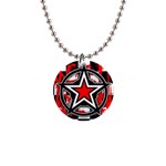 Star Checkerboard Splatter 1  Button Necklace