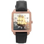 French Warship Rose Gold Leather Watch 
