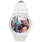 Graffiti Grunge Round Plastic Sport Watch Medium