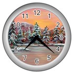  Jane s Winter Sunset   by Ave Hurley of ArtRevu ~ Wall Clock (Silver)