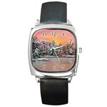  Jane s Winter Sunset   by Ave Hurley of ArtRevu ~ Square Metal Watch
