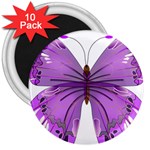 Purple Awareness Butterfly 3  Button Magnet (10 pack)