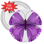 Purple Awareness Butterfly 3  Button (100 pack)