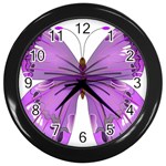 Purple Awareness Butterfly Wall Clock (Black)