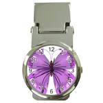 Purple Awareness Butterfly Money Clip with Watch