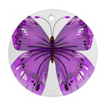 Purple Awareness Butterfly Round Ornament (Two Sides)