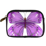 Purple Awareness Butterfly Digital Camera Leather Case
