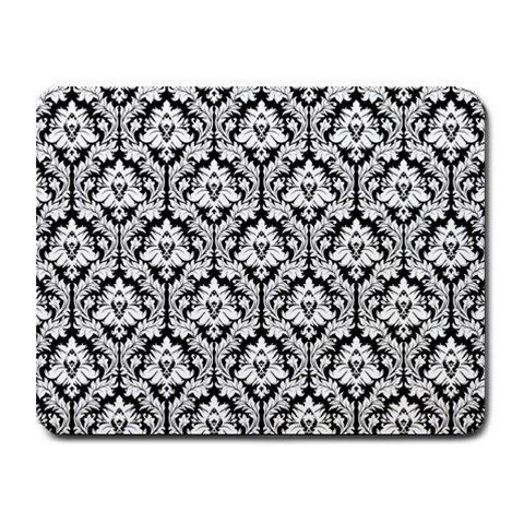 White On Black Damask Small Mouse Pad (Rectangle) from ZippyPress Front