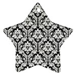White On Black Damask Star Ornament