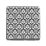 White On Black Damask Memory Card Reader with Storage (Square)