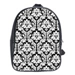 Black & White Damask Pattern School Bag (XL)