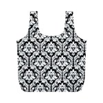 Black & White Damask Pattern Full Print Recycle Bag (M)