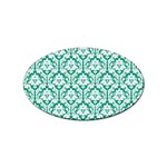 White On Emerald Green Damask Sticker 10 Pack (Oval)