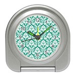 White On Emerald Green Damask Desk Alarm Clock