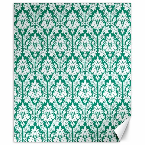 White On Emerald Green Damask Canvas 8  x 10  (Unframed) from ZippyPress 8.15 x9.66  Canvas - 1