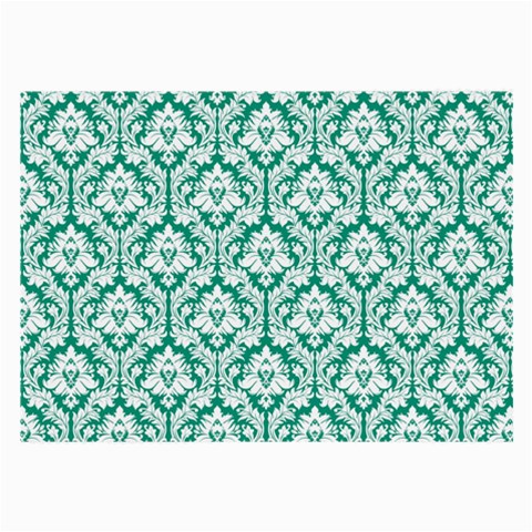 White On Emerald Green Damask Glasses Cloth (Large) from ZippyPress Front
