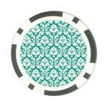 White On Emerald Green Damask Poker Chip