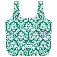 Emerald Green Damask Pattern Full Print Recycle Bag (XL) from ZippyPress Back