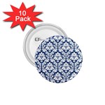 White On Blue Damask 1.75  Button (10 pack)