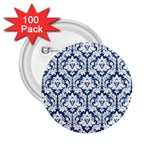 White On Blue Damask 2.25  Button (100 pack)