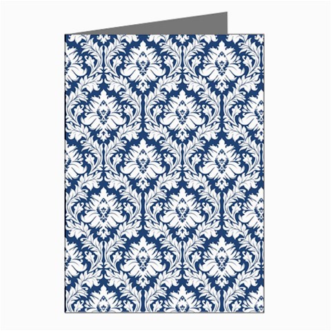 White On Blue Damask Greeting Card (8 Pack) from ZippyPress Left
