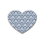White On Blue Damask Drink Coasters (Heart)