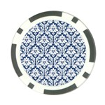 White On Blue Damask Poker Chip