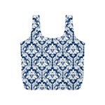 Navy Blue Damask Pattern Full Print Recycle Bag (S)