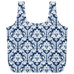 Navy Blue Damask Pattern Full Print Recycle Bag (XL)