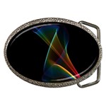 Abstract Rainbow Lily, Colorful Mystical Flower  Belt Buckle (Oval)