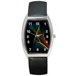 Abstract Rainbow Lily, Colorful Mystical Flower  Tonneau Leather Watch