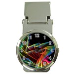 Dancing Northern Lights, Abstract Summer Sky  Money Clip with Watch
