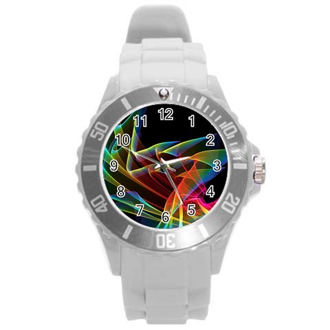 Dancing Northern Lights, Abstract Summer Sky  Plastic Sport Watch (Large) from ZippyPress Front