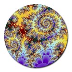 Desert Winds, Abstract Gold Purple Cactus  8  Mouse Pad (Round)