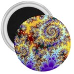 Desert Winds, Abstract Gold Purple Cactus  3  Button Magnet