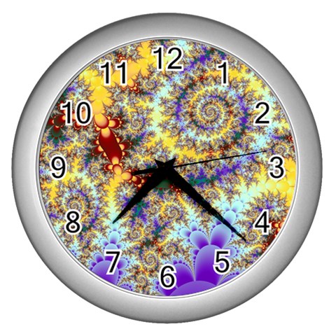 Desert Winds, Abstract Gold Purple Cactus  Wall Clock (Silver) from ZippyPress Front