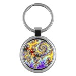 Desert Winds, Abstract Gold Purple Cactus  Key Chain (Round)