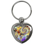 Desert Winds, Abstract Gold Purple Cactus  Key Chain (Heart)