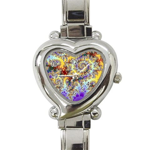 Desert Winds, Abstract Gold Purple Cactus  Heart Italian Charm Watch  from ZippyPress Front